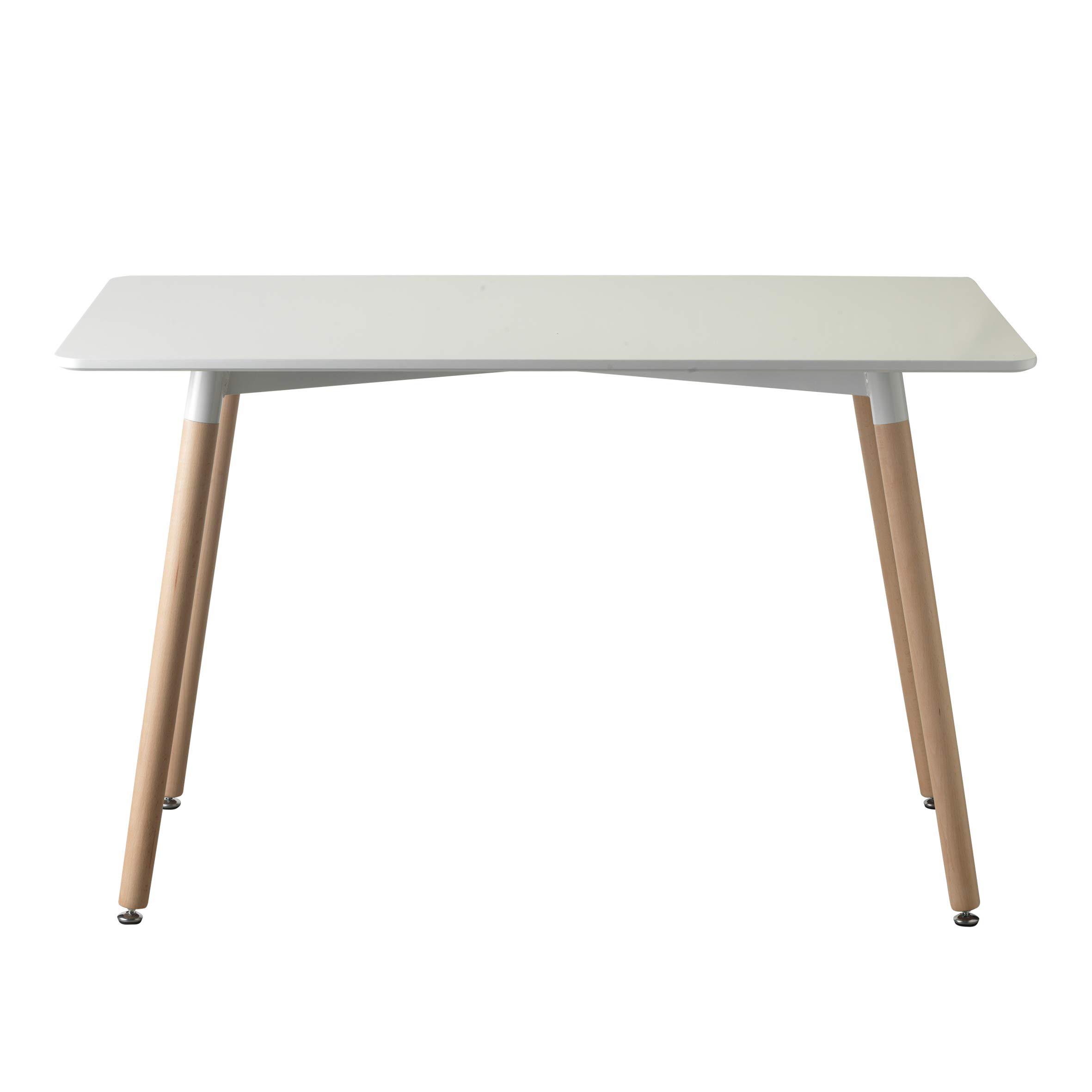 Baroni Home Tavolo Bianco da Pranzo in legno. Scrivania da Ufficio con Gambe in Legno 120X70X72cm