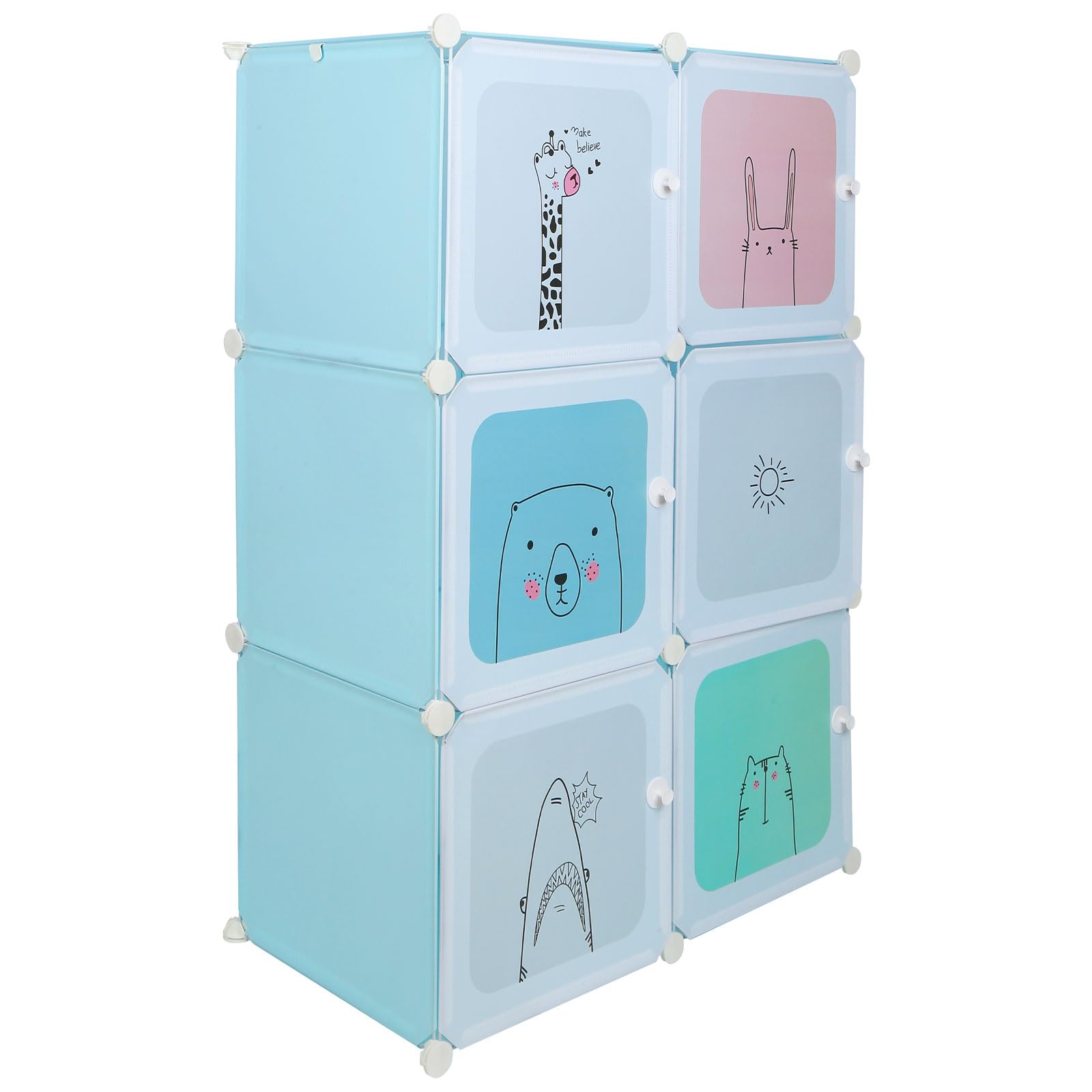 RELOVE Armadio Guardaroba Modulare, Organizzatore Modulare, Portatile Guardaroba, Armadio Salvaspazio, Armadio Guardaroba Componibile con Ante per camera da letto, Soggiorno-74 * 37 * 110 cm-blu