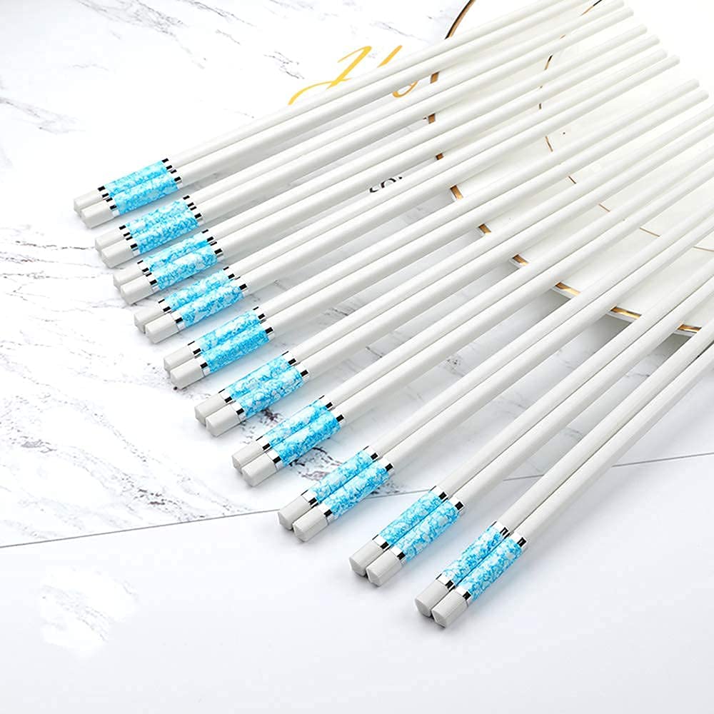 SaryEdge Chopsticks Reusable Chopsticks Set Chop Sticks 10 Pairs Fiberglass Chopsticks Gift Set White Anti-Skid Alloy Chopsticks Reusable Dishwasher-Safe,And-24.2Cm (D 24.2Cm,D-24.2Cm