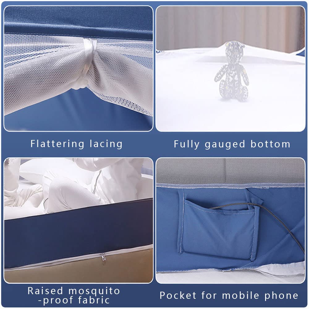 Mosquitera emergente para cama doble, mosquitera de viaje portátil plegable, cortina mosquitera de doble puerta con parte inferior, fácil instalación, antimosquitos, para cama, camping, viaj