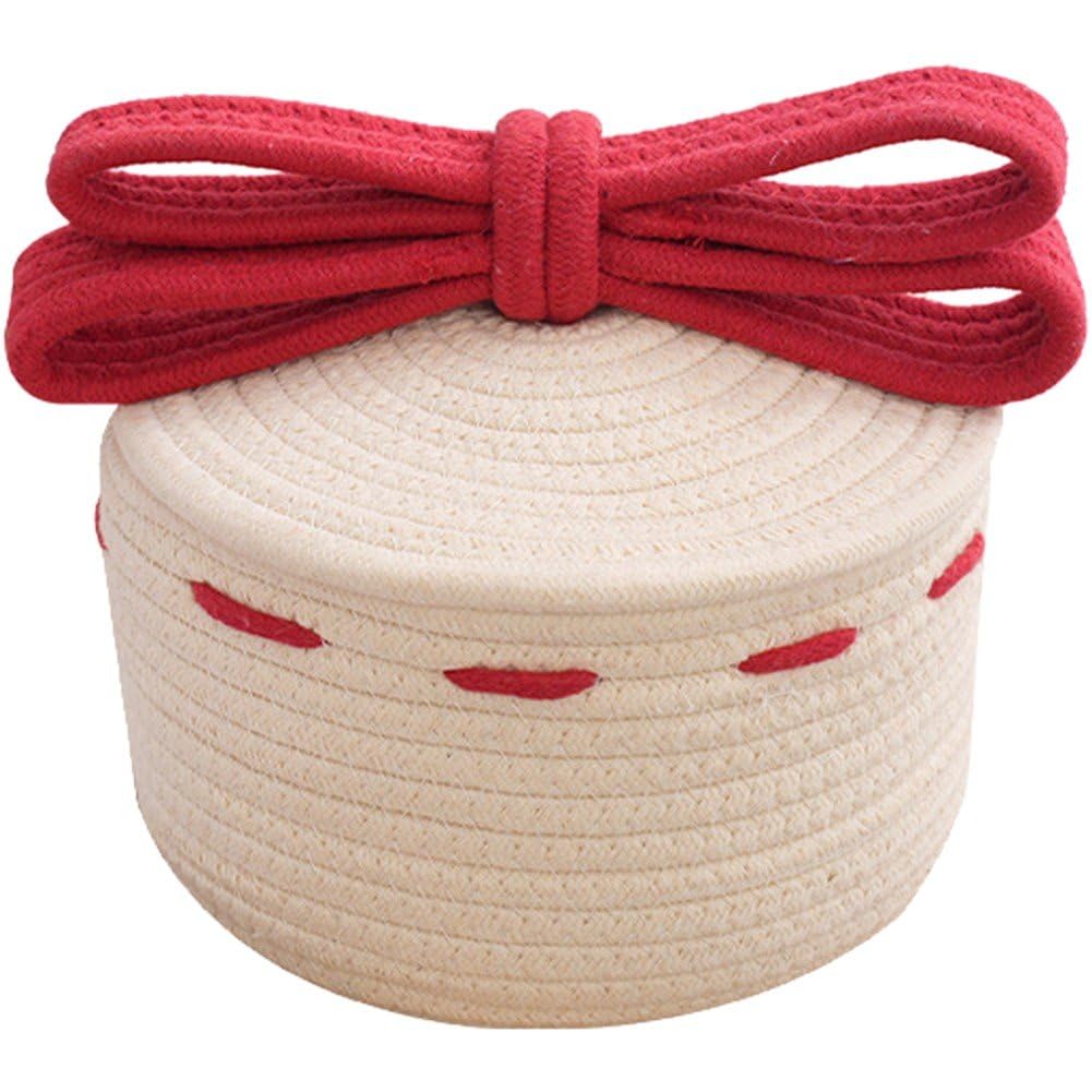 Panier de rangement de Noël tressé avec nœud pour étagère et salon