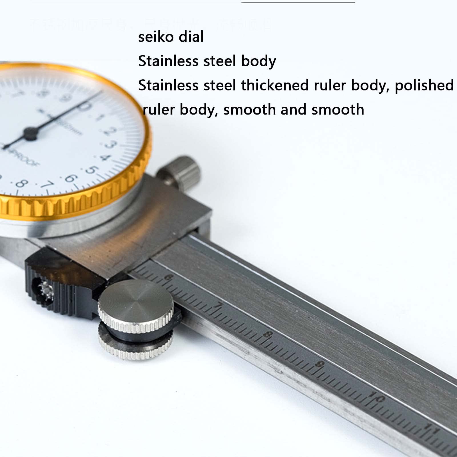 Calibres Con Dial Pies De Rey Vernier Calibrador Stainless Hardened Precisión Medición Dimensional Herramientas Pequeñas Diámetro Interior Diámetro Exterior Profundidad Espesor (gold,0-150MM)