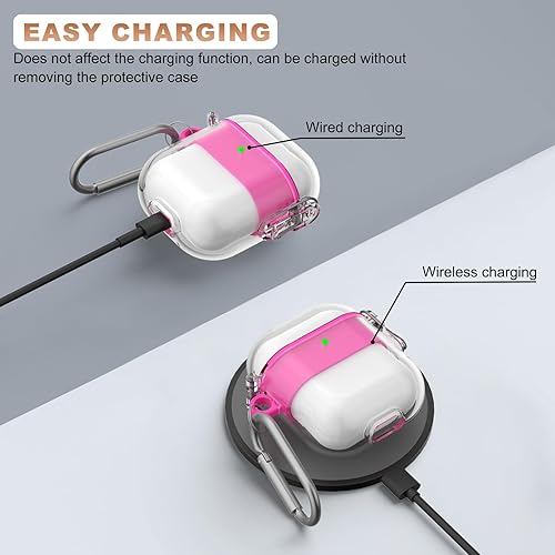 Miniatura 4 de WOFRO Funda para AirPods de 21 generación con bloqueo, para Airpods de 1 y 2 generación, a prueba de golpes, con kit de limpieza, cordón y llavero