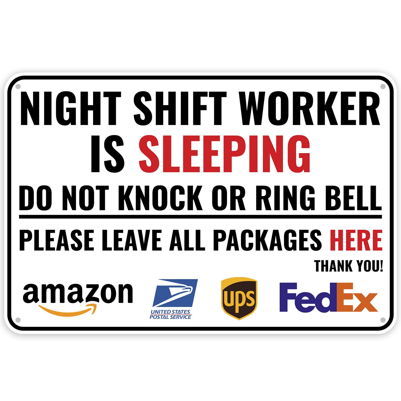 1PC Night Shift Worker Sleeping Sign, 12 x 8 Inches - Aluminum - Day Sleeper Sign for Door