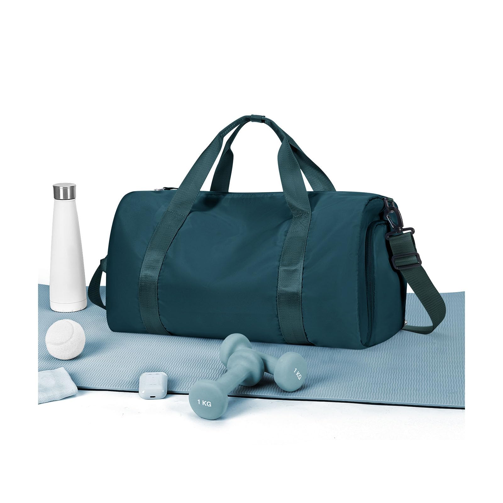 HYC00 Gym Bag Womens Mens Small Sports Duffle Bags with Shoes Compartment & Wet Pocket Weekend Travel Duffel Bags for Women Carry on Overnight Bag Hospital Holdall for Swimming Yoga, Peacock Blue — image 1