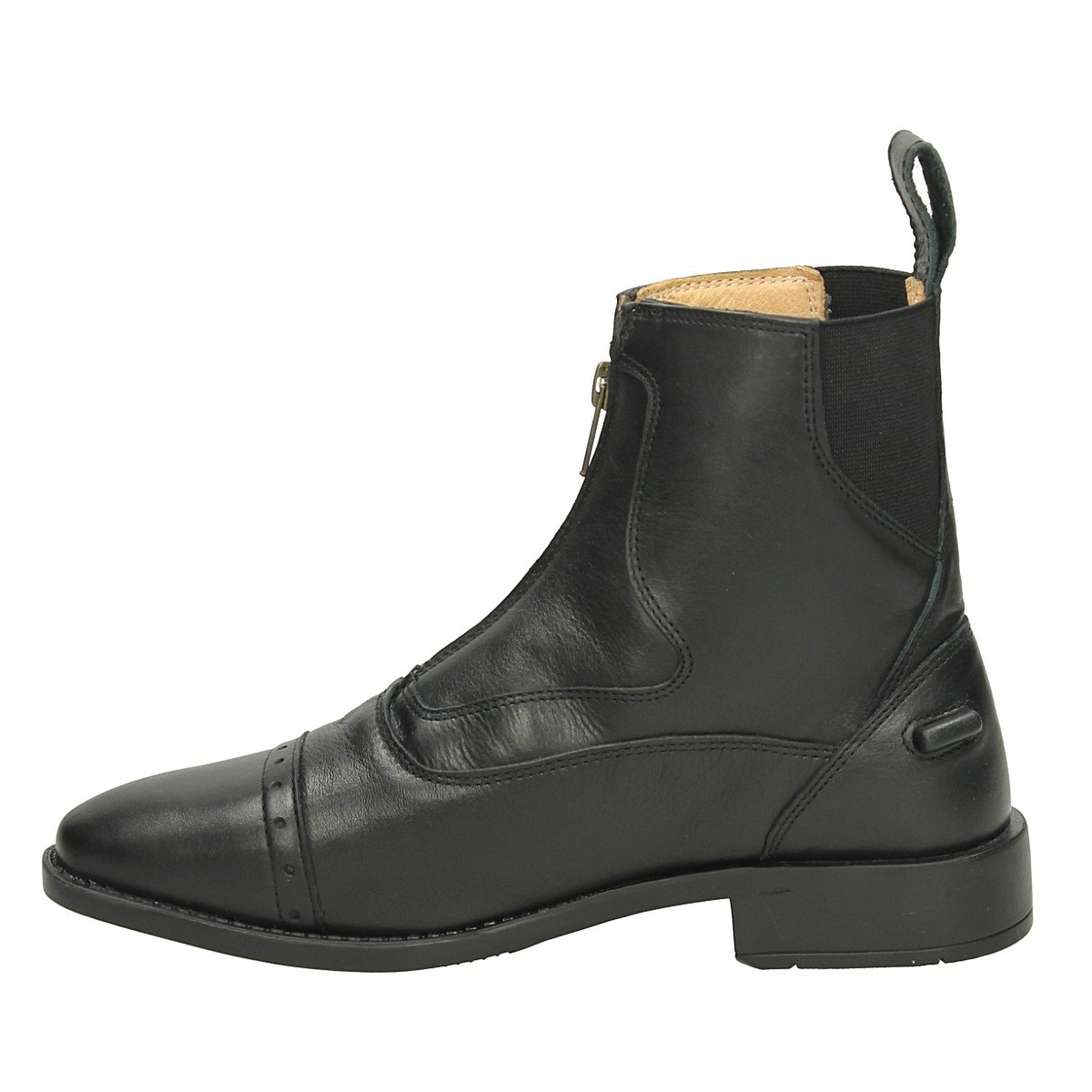 QHP Botines de equitación Jodhpur Milaan de piel con cremallera