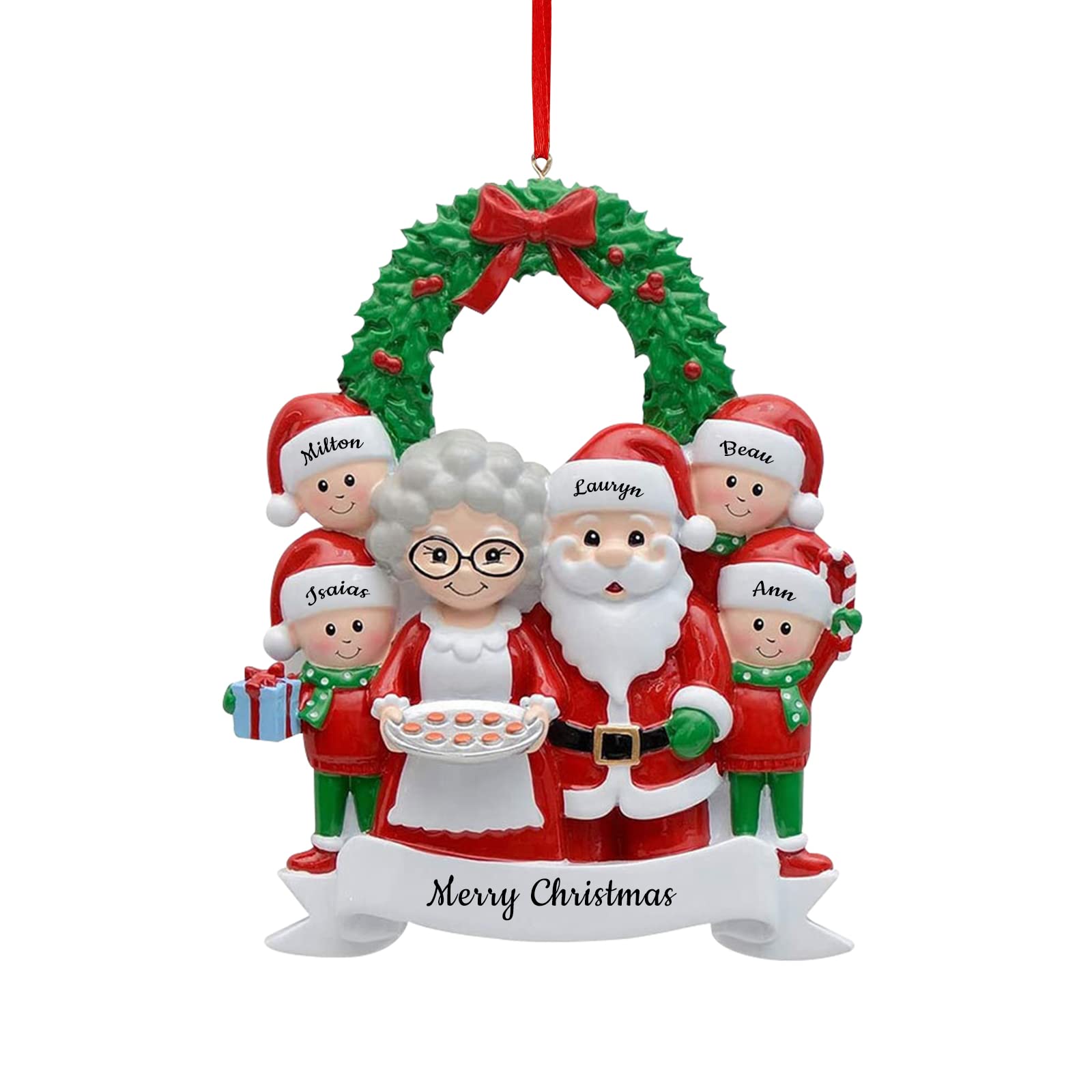 Nombre Personalizado Adornos navideños Familia de 2 a 8 Nombres Personalizados de Miembros de la Familia para Decoraciones de árboles de Navidad Recuerdo Personalizado de Año Nuevo Adorno Familiar