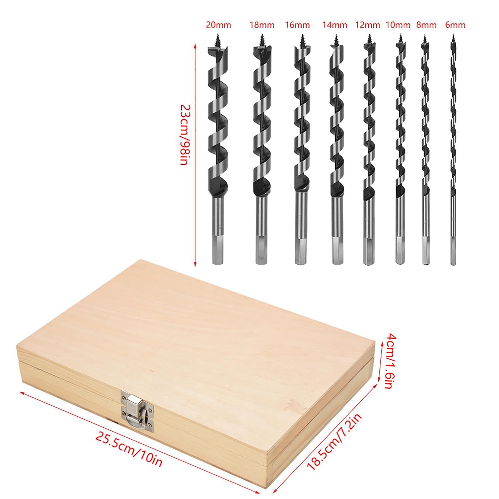 Set di punte trapano a percussione per legno, set 8 pezzi per trapano a percussione (6, 8, 10, 12, 14, 16, 18, 20 mm)