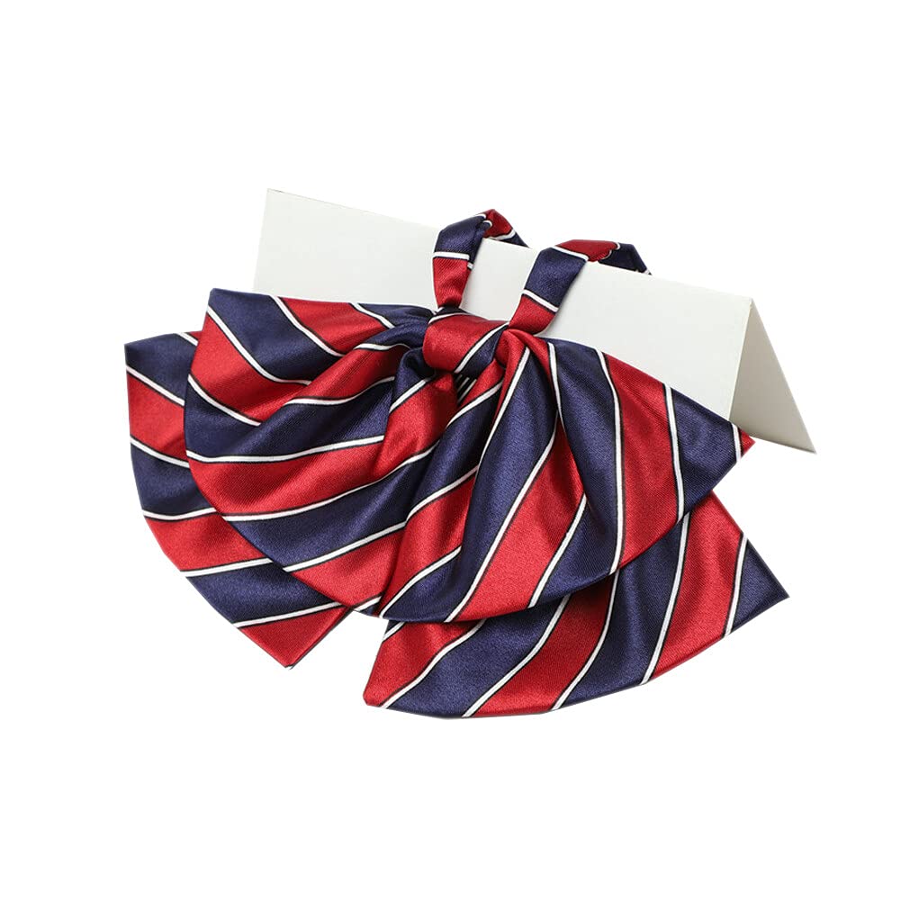 Jkqbux Women's T20 Elegant Bow Tie Pre-Tied Neckties Bowknot Stripe Adjustable Casual Uniform Bowtie Blouse Neck Ties, 19W*10L