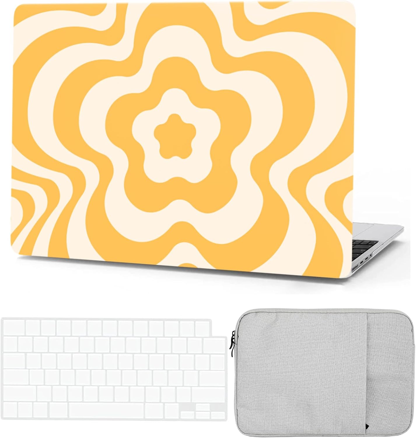 Case Compatible with 2023-2021 Release MacBook Pro 16 inch Models M3 A2991 M2 A2780 M1 A2485 Pro/Max Chip & Touch ID, Plastic Hardshell Cover Case & Keyboard Skin & Laptop Sleeve, Yellow