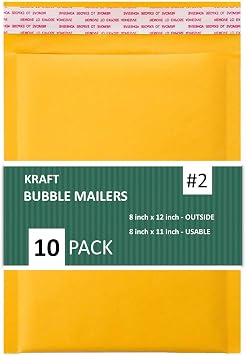 Sales4Less #2 8.5x12 Inches Kraft Bubble Mailers Shipping Padded Envelopes Pack of 10
