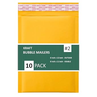 SALES4LESS - Kraft Bubble Mailers, Self-Seal, Waterproof & Cushioned Padded Envelopes for Shipping, 8.5 x 12 in 10 Pack, Gold