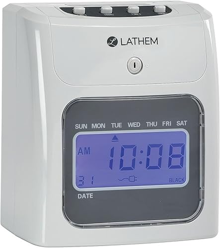 Lathem 400E-KIT - Kit de reloj electrónico de alimentación superior, color gris, 8.5 x 7.4 x 5 pulgadas (400EKIT)