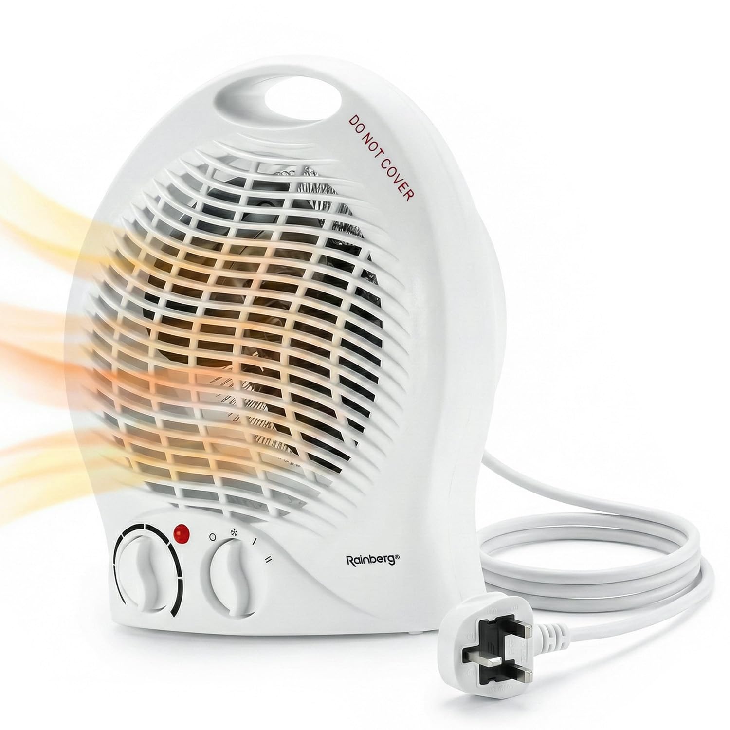 Rainberg Powerful 2KW Fan Heater with 2 Heat settings & Cooling Function, Heat Protection, Thermostat, Lightweight & Portable for Home & Office, Low Energy Usage (Round)