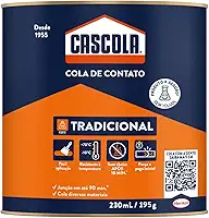 Cascola Tradicional sem Toluol, Cola de Contato de Alta Resistência, Adesivo de Contato de Secagem Rápida, Cola Permanente Multiuso, 1x195g