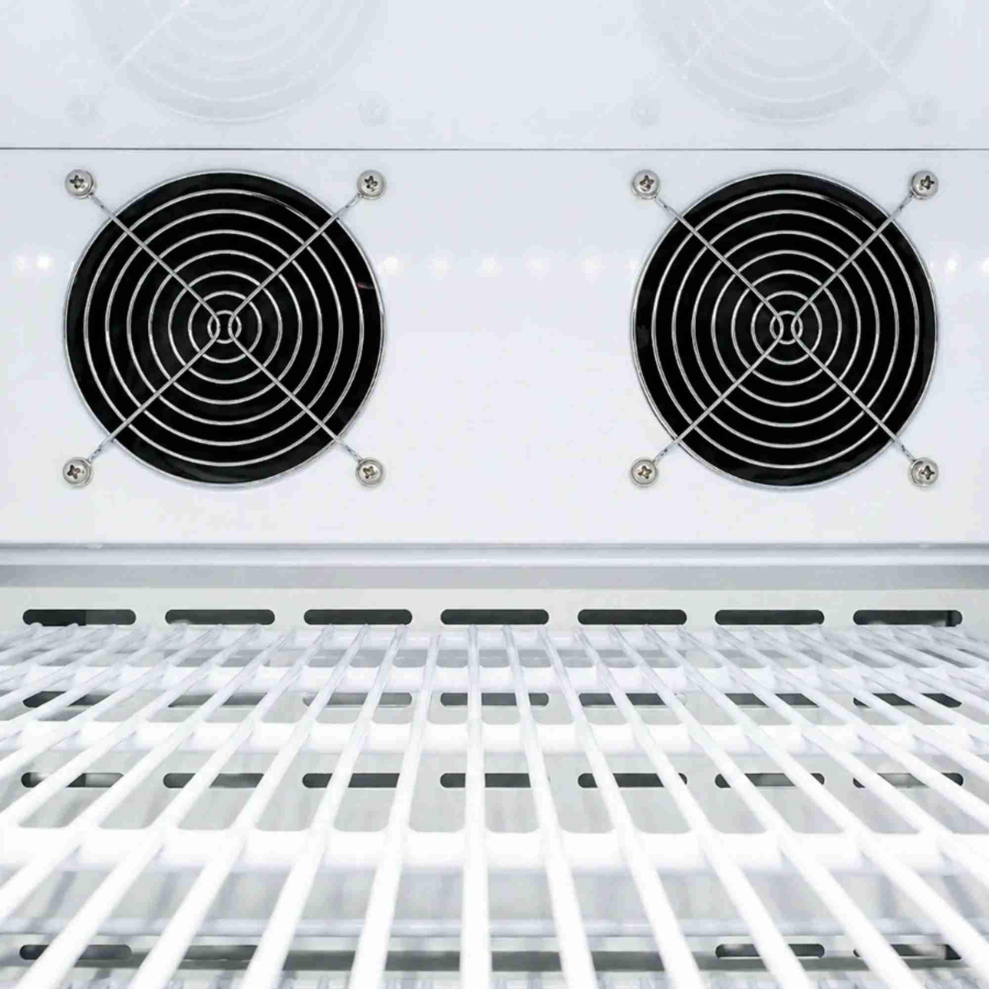 Frigorífico expositor para farmacia con puerta de cristal 133 L y doble ventilación. Armario expositor profesional para medicamentos y productos sanitarios con temperatura uniforme.
