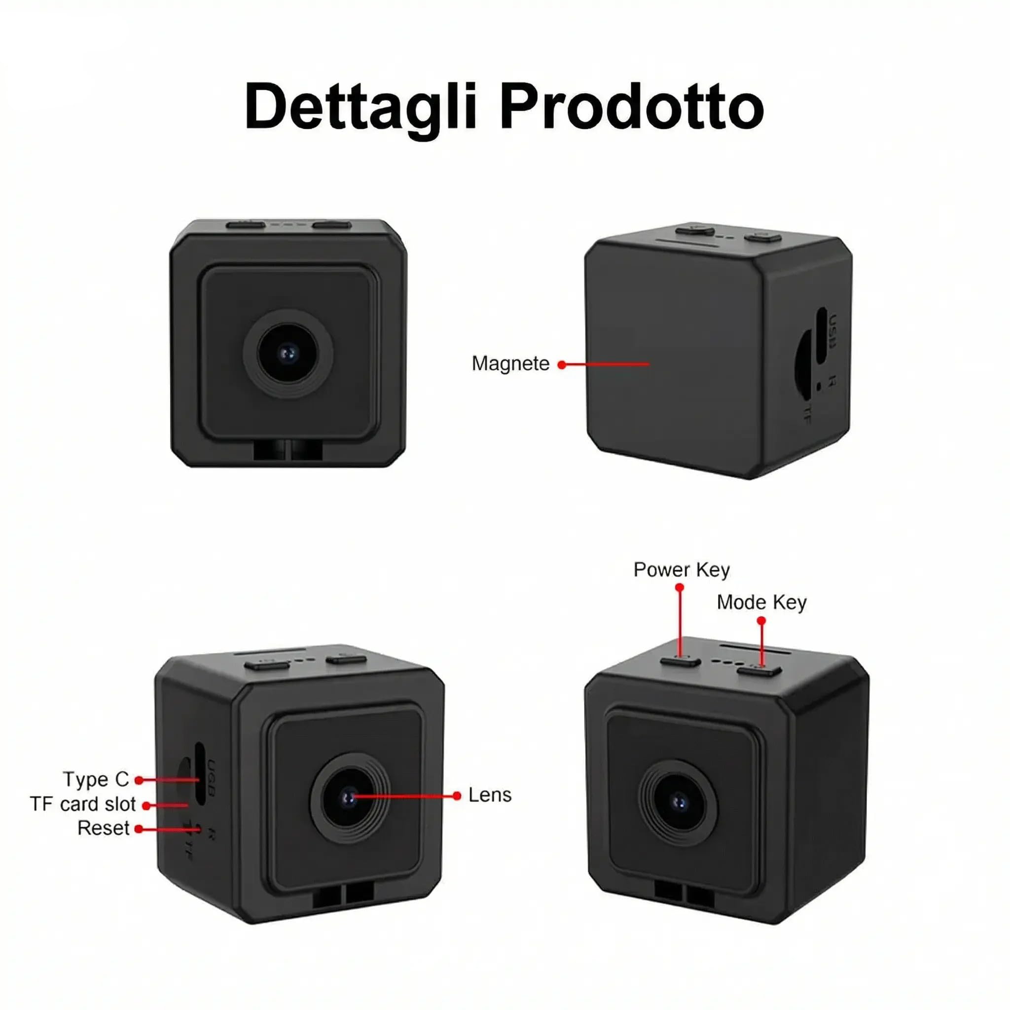 Telecamera per Cani e Gatti WiFi con Visione in Tempo Reale – Videocamera Portatile Full HD 1080P con Grandangolo 120°, Batteria 700mAh, Supporto Micro SD, Connessione Hotspot AP – Monitora il Tuo Pet