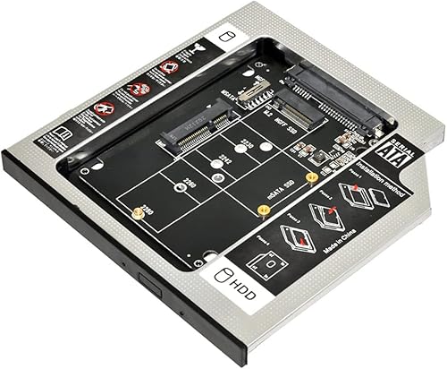 Miniatura 9 de NFHK MSATA NGFF BM-Key SSD a Slimline SATA 13Pin Caddy Case para 0.374 in Universal Laptop CDDVD-ROM Optical Bay