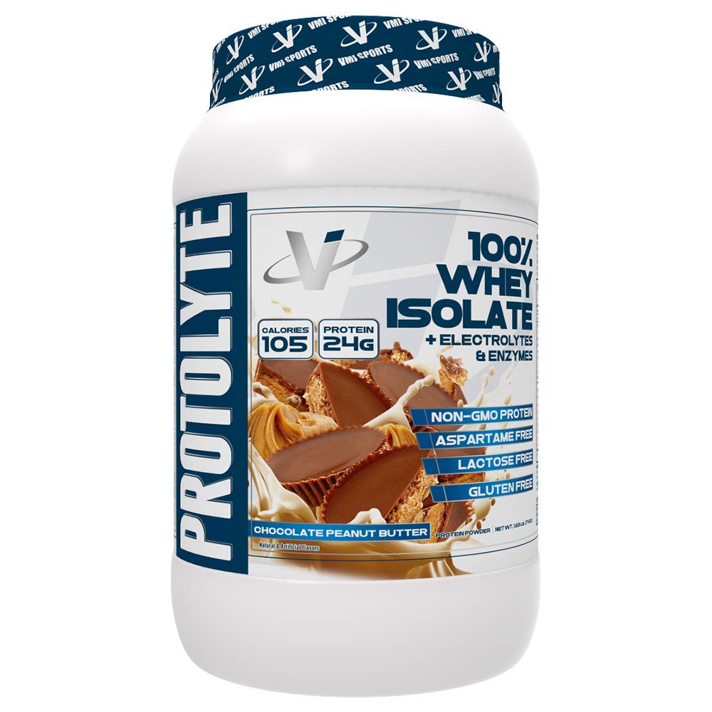 VMI SportsProtoLyte Whey Isolate Protein Powder | Low Calorie Whey for Weight Loss and Muscle Gain | Digestive Enzymes | Non-GMO (1.6 lb, Chocolate Peanut Butter)
