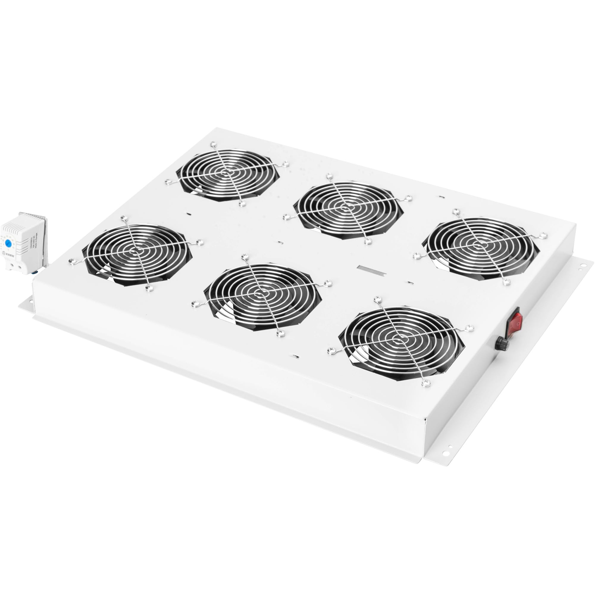 DIGITUS roof fan unit for server cabinet of the DIGITUS Unique series, 6x fan, thermostat, grey (RAL 7035)