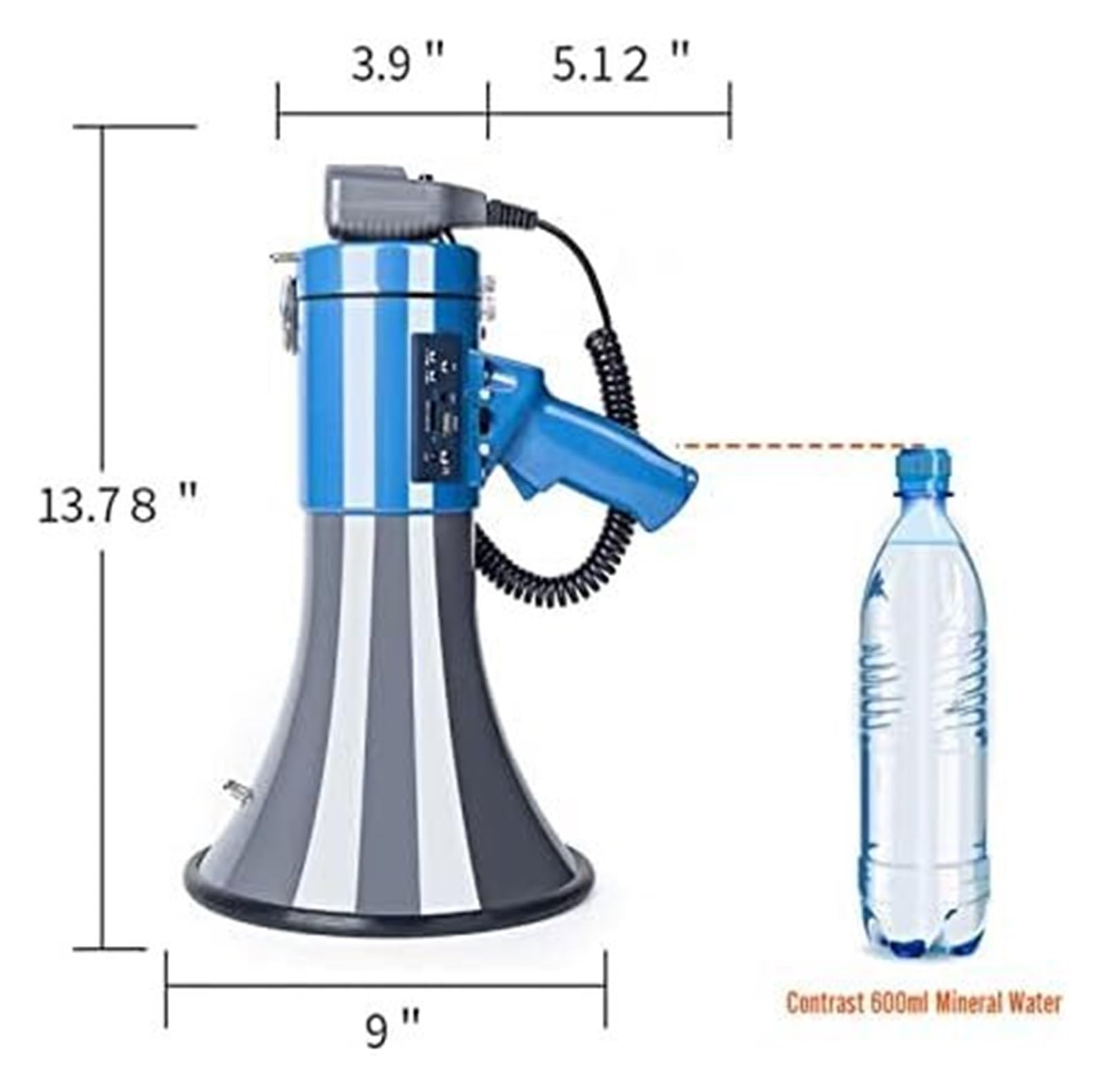 Megáfono, megáfono, megáfonos, megáfono portátil Profesional de Gran tamaño con grabación de Voz y micrófono Desmontable, Ideal para Anuncio