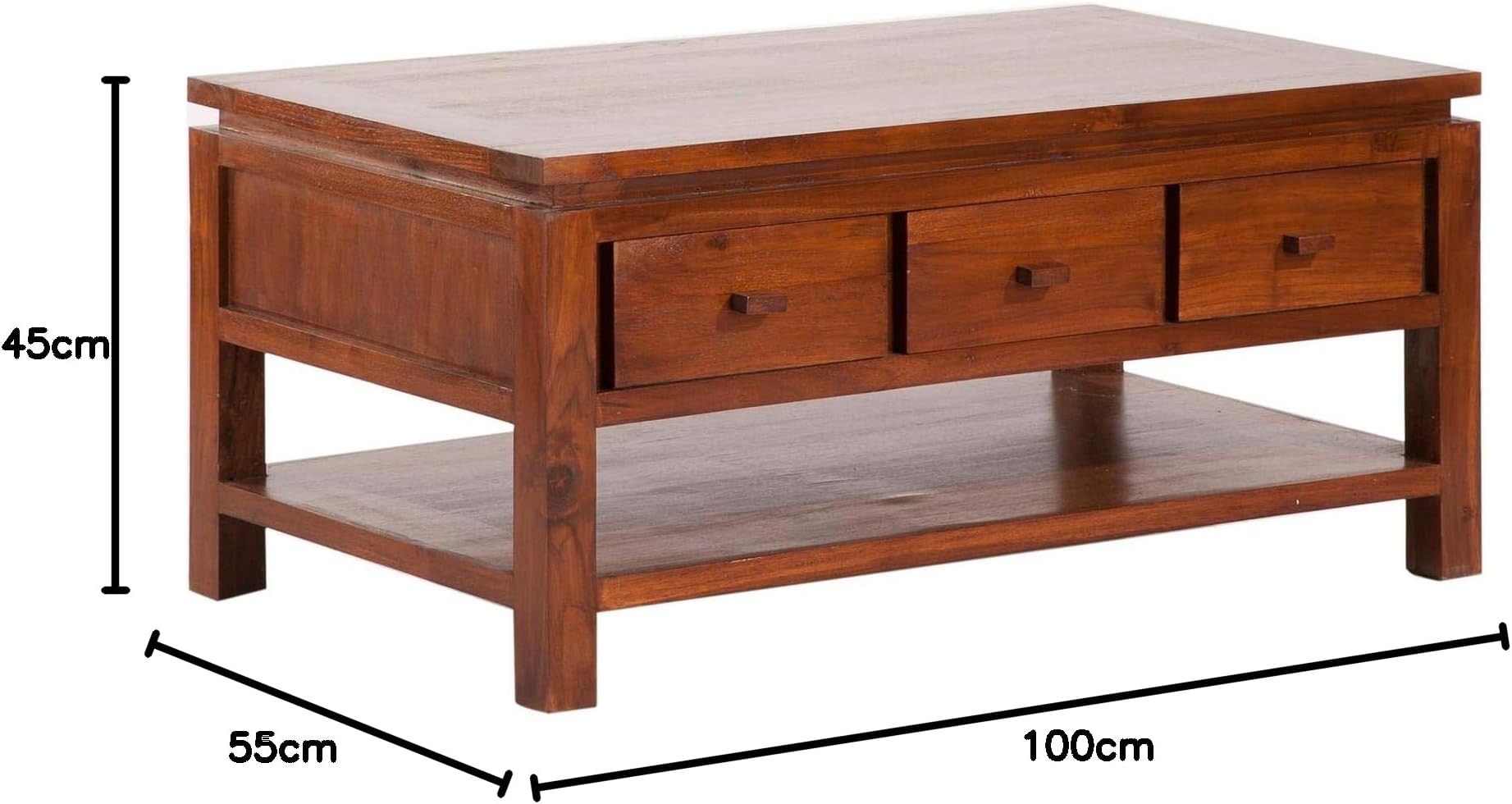 BANAK Goa Lift Top Cofee Table - Wood - 100x55x45 cm - Colour Teak