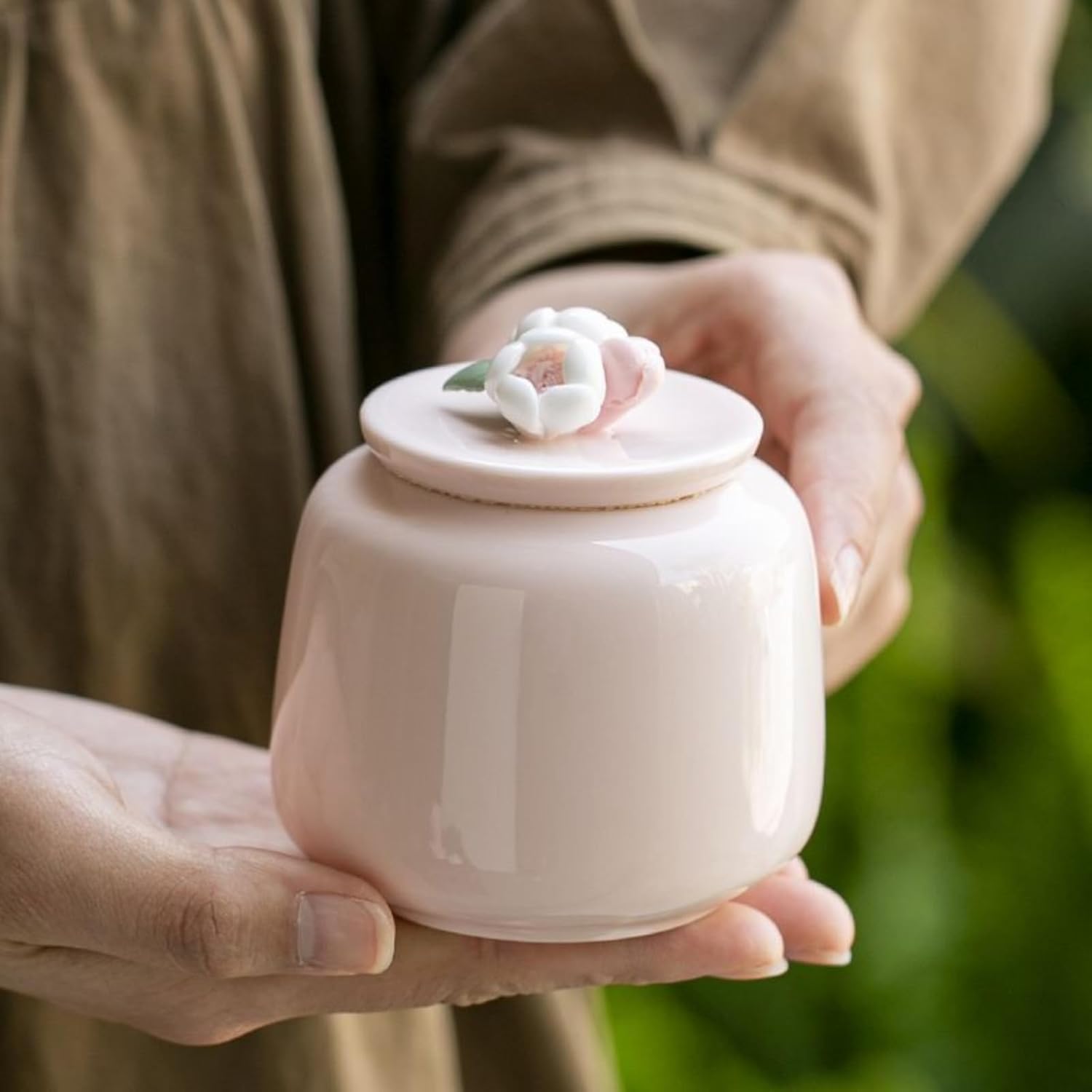 Ceramics Handmade Tea Canister, 230ml 7.7oz, Sealed Jar Universal Portable Tea Storage Jar