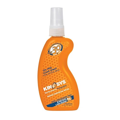 KINeSYS Performance Protector solar SPF 30, para niños, spray transparente sin fragancia, protector solar para piel sensible, cara y cuerpo, de bebé
