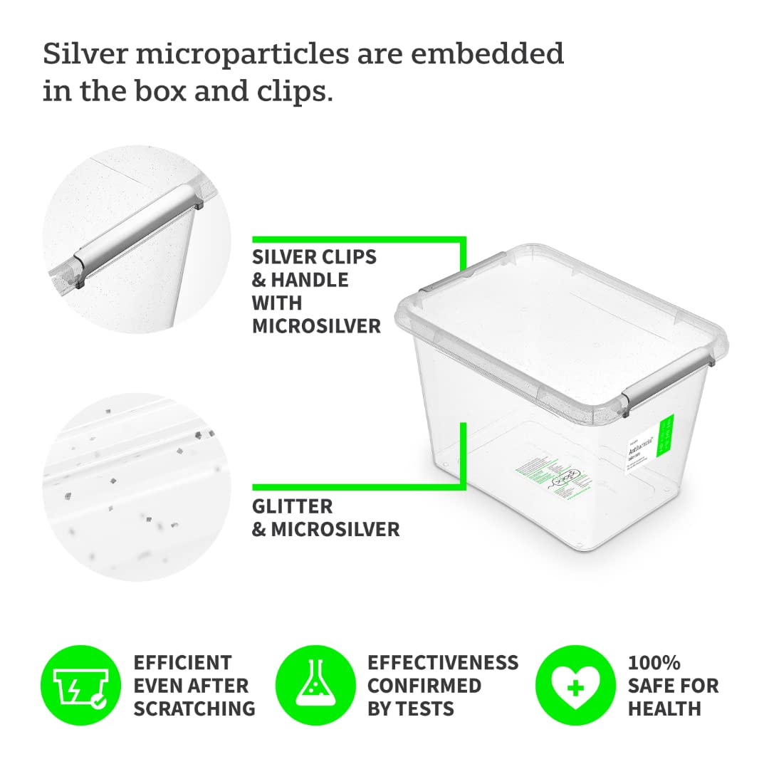 Moxom Boîte De Rangement Antibactérienne 8,5 L - Boite De Conservation Alimentaire Avec Couvercle - De Rangement Avec Des Microparticules D'argent - Boite Plastique Alimentaire Avec Poignée
