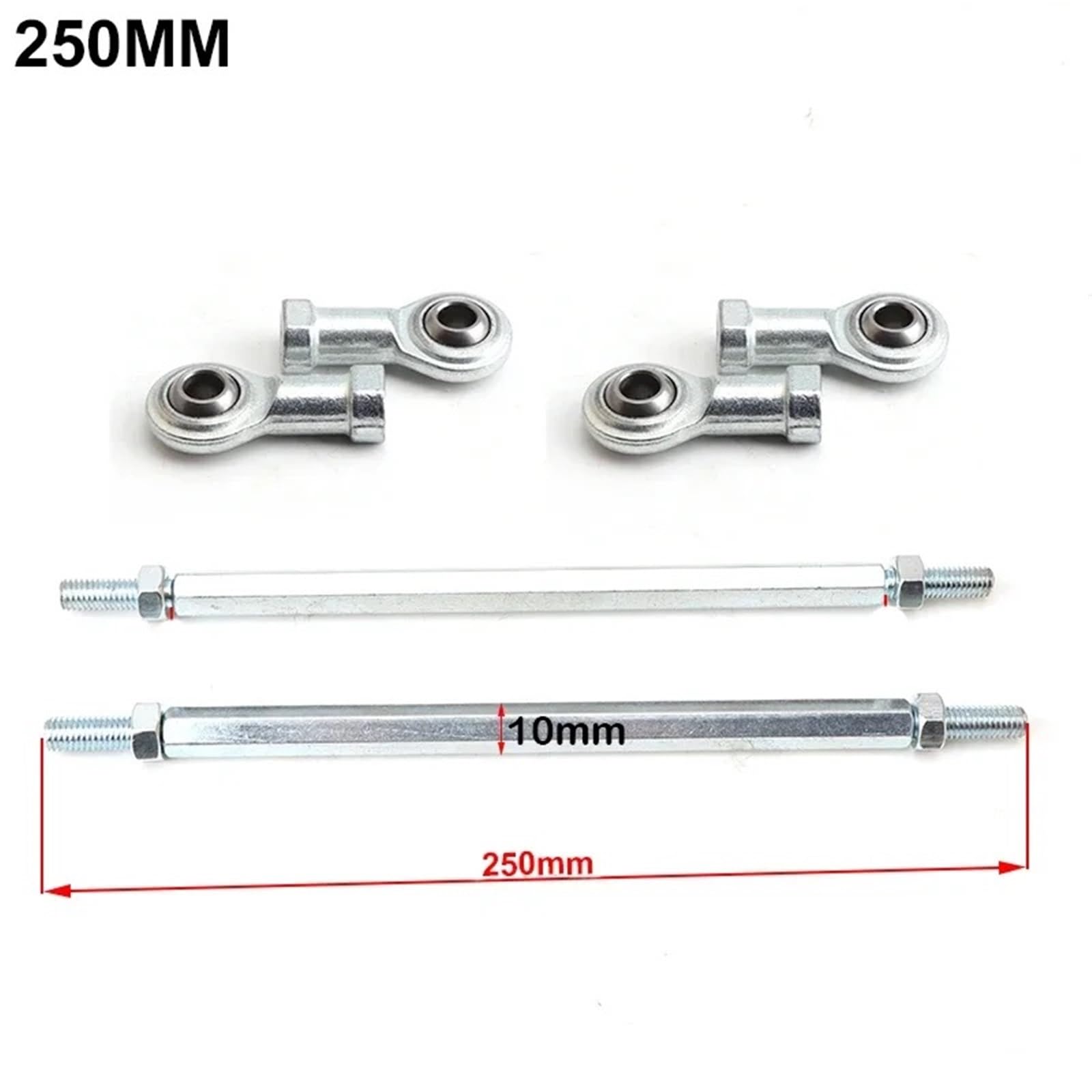 Rótula de suspensión 1 par 240/250/260/270/280/300/315mm 8mm kit de varilla dirección junta esférica para 49cc ATV Go Kart Buggy Quad(1 Pair 250mm)