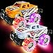 ArtCreativity Orange and White Light Up Monster Truck Set for Boys and Girls, Set Includes 2, 6 Inch Monster Trucks with Beautiful Flashing LED Tires, Push n Go Toy Cars, Best Gift for Kids Ages 3+