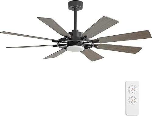 Ventilador de techo de 60 pulgadas con luces y control remoto, 8 aspas de madera, motor CC reversible de 6 velocidades, moderno ventilador de techo
