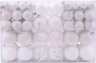 cfpqv 100 bolas de Navidad irrompibles para decoración de árbol de Navidad, color blanco, juego de utensilios de cocina (blanco, talla única)
