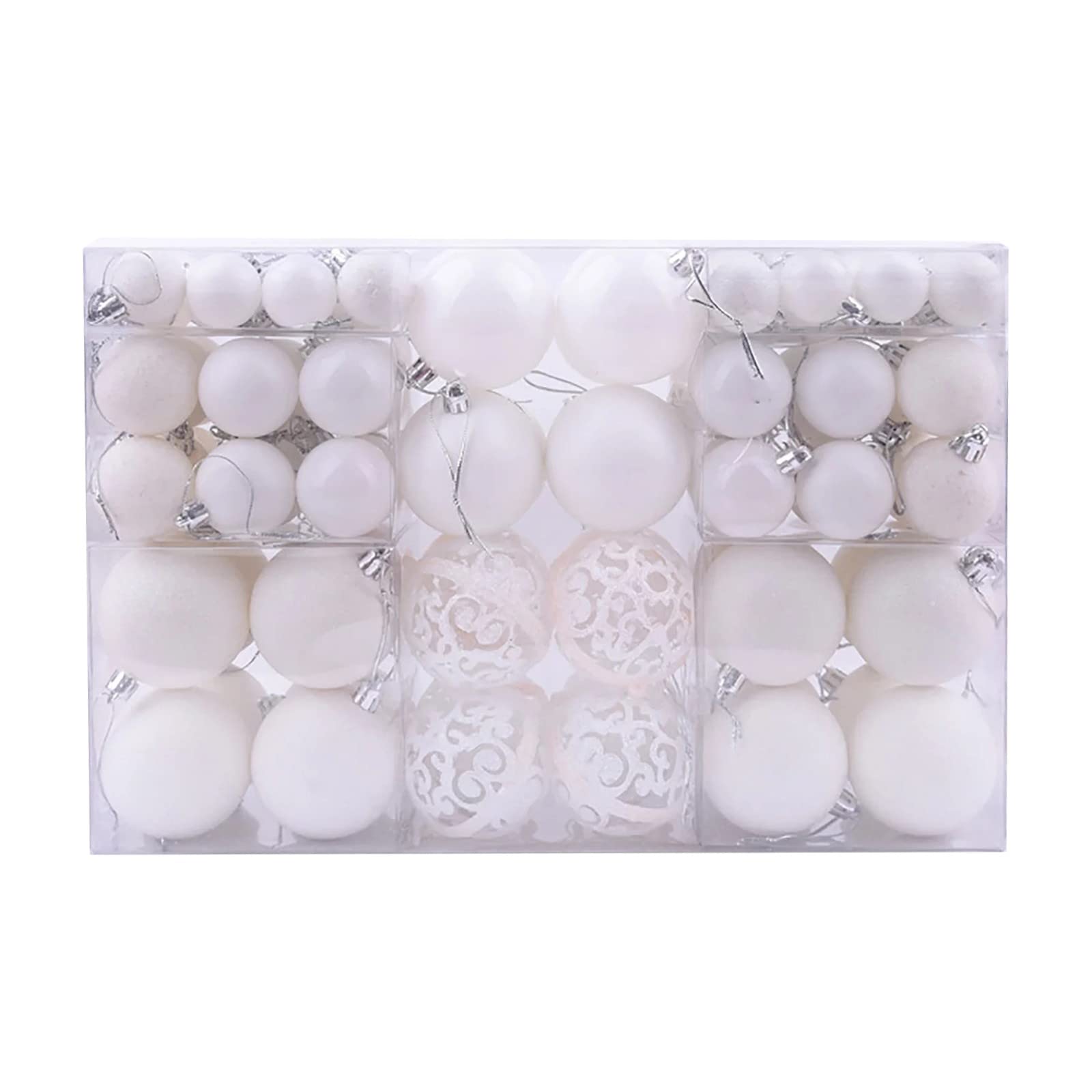 MeetXmas – 100 Palline Per Albero Di Natale Infrangibili, Rosa E Bianco, Misure Varie 4-6 Cm, Con Ganci