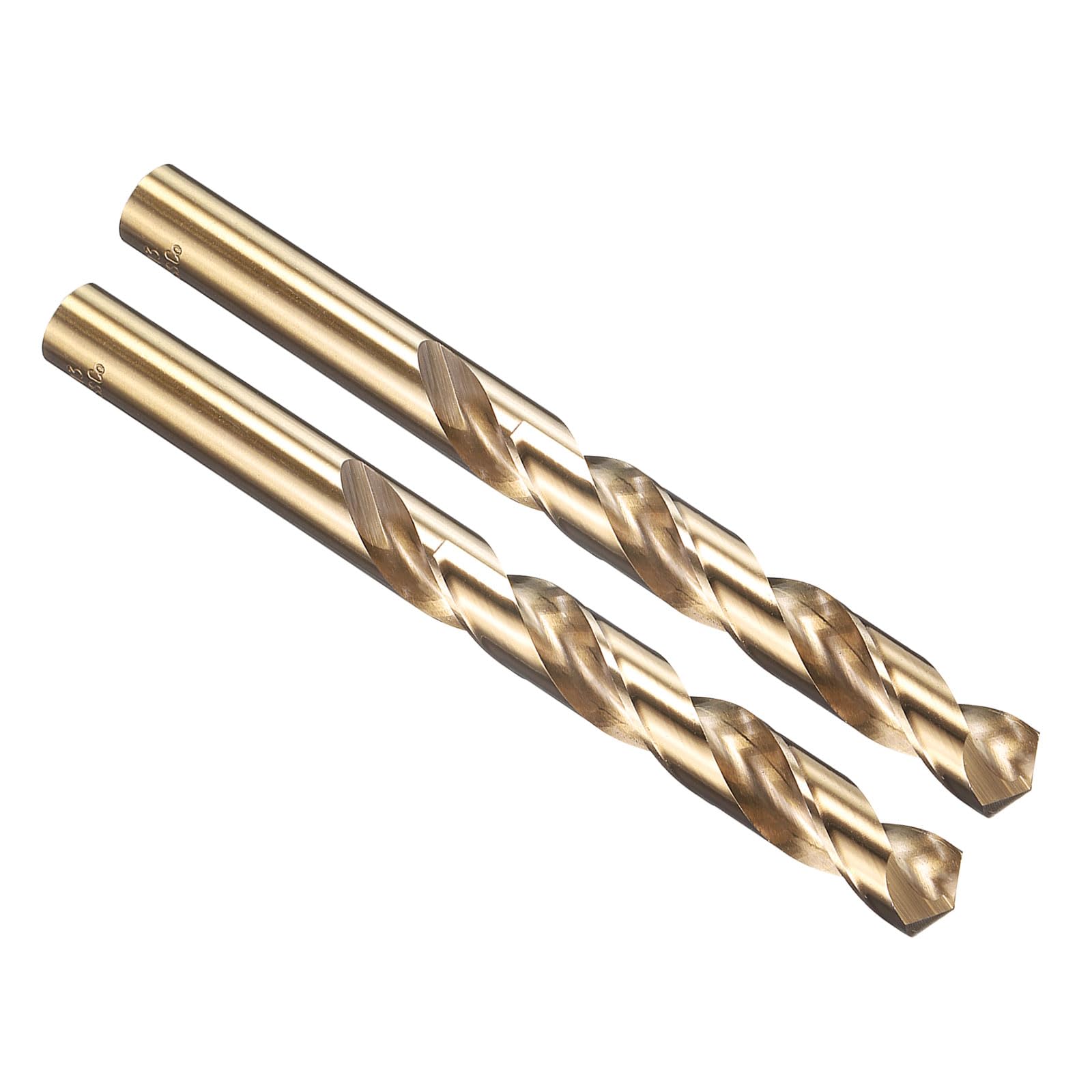 PATIKIL 12.5mm Drill Bit, M35 Cobalt 5% High-Speed Steel Jobber Straight Shank 135° Gold Finish for Stainless Steel Hard Metal - 2 Pack