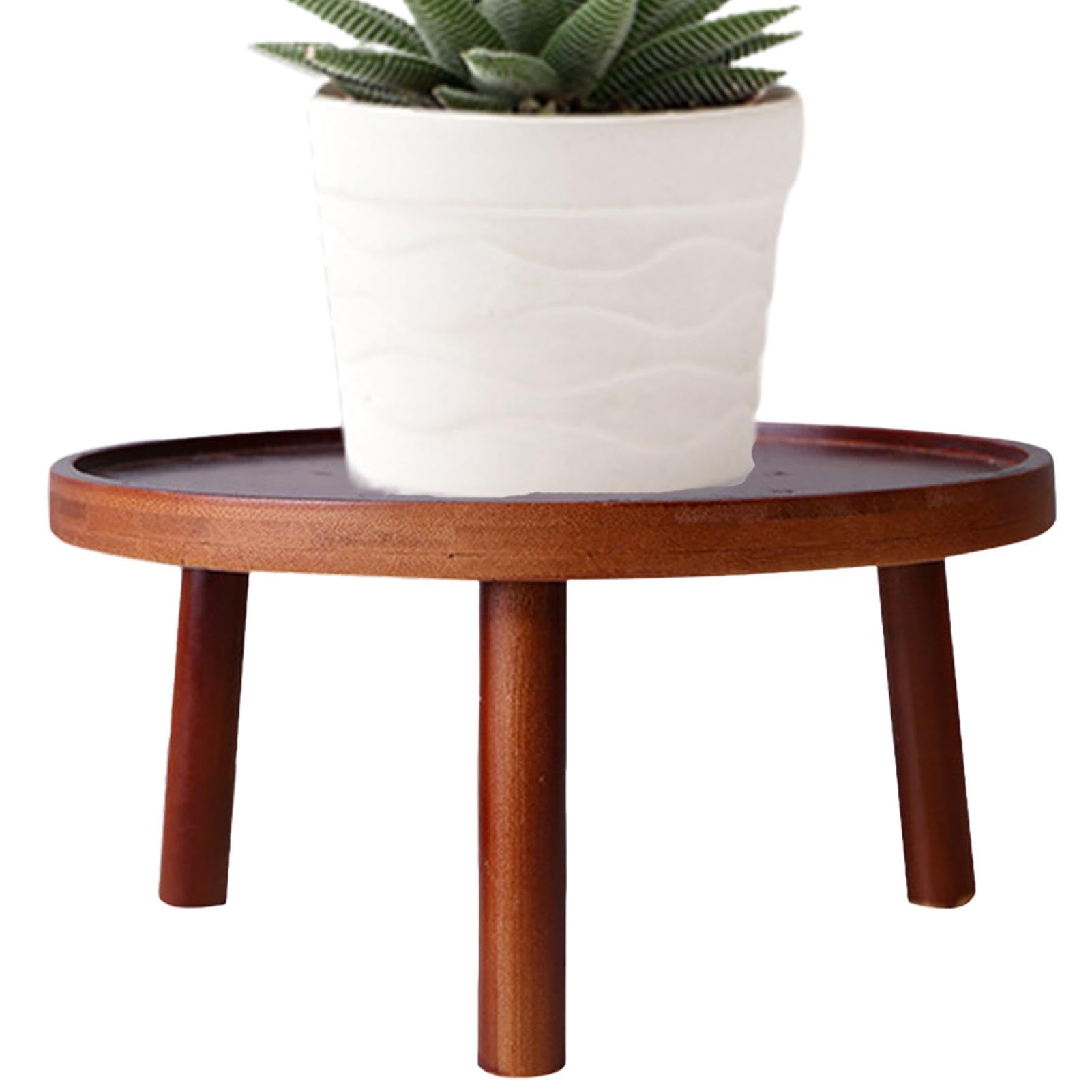 Plantenstandaard, rond, decoratief, bloemenkruk, potframe, houten plantenstandaard, bloemenstandaard voor binnen, plantentafel van hout