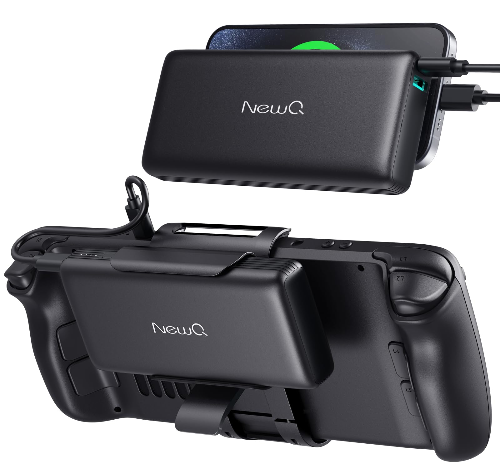 2-in-1 Steam Deck Akku Bank & Ständer für Steam-Deck/OLED, 20000mAh 65W PD3.0 Schnelllade Power Bank, mit Dual USB C Kabel（Nicht für Koffer geeignet）