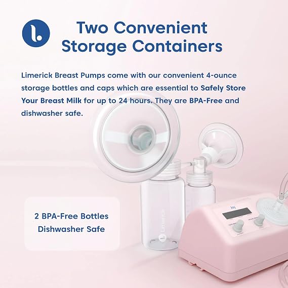 Limerick 4 oz Breast Milk Storage Bottles, BPA Free & Dishwasher Safe, Formula Storage Bottles, Open Neck for Easy Collection & Storage
