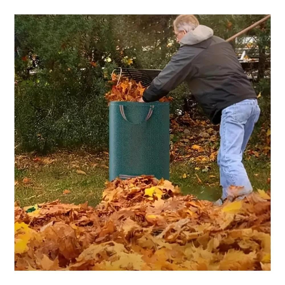 Sacco for rifiuti pieghevole da giardino con coperchio, pattumiera riutilizzabile for raccolta foglie da 125-500 litri(500L 80X100CM)