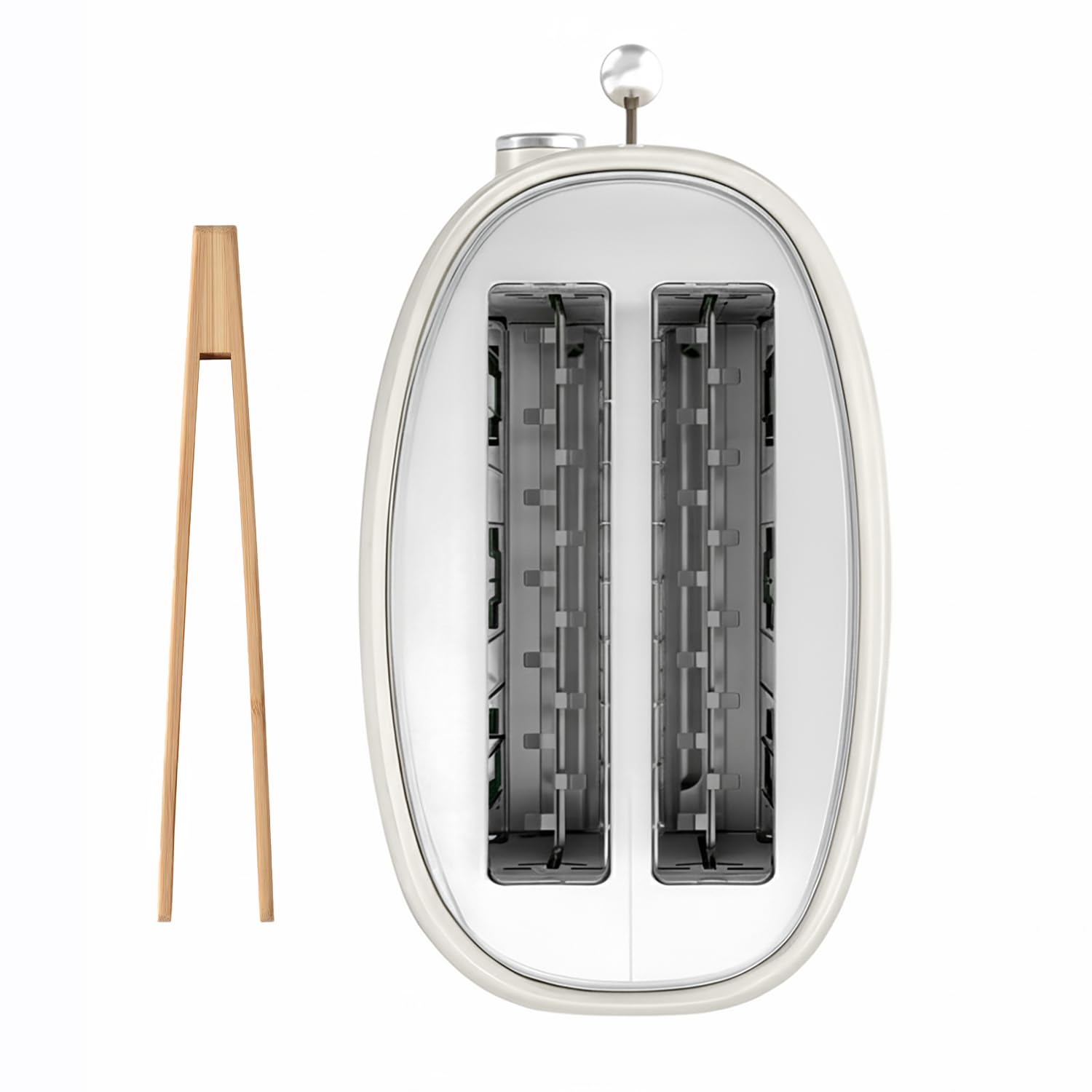 SWEISS - Tostadora de pan vintage GRS8, 2 ranuras, 6 niveles de potencia, descongelación, rápida y uniforme, limpieza fácil, cajón recoge migas, 850 W, beige