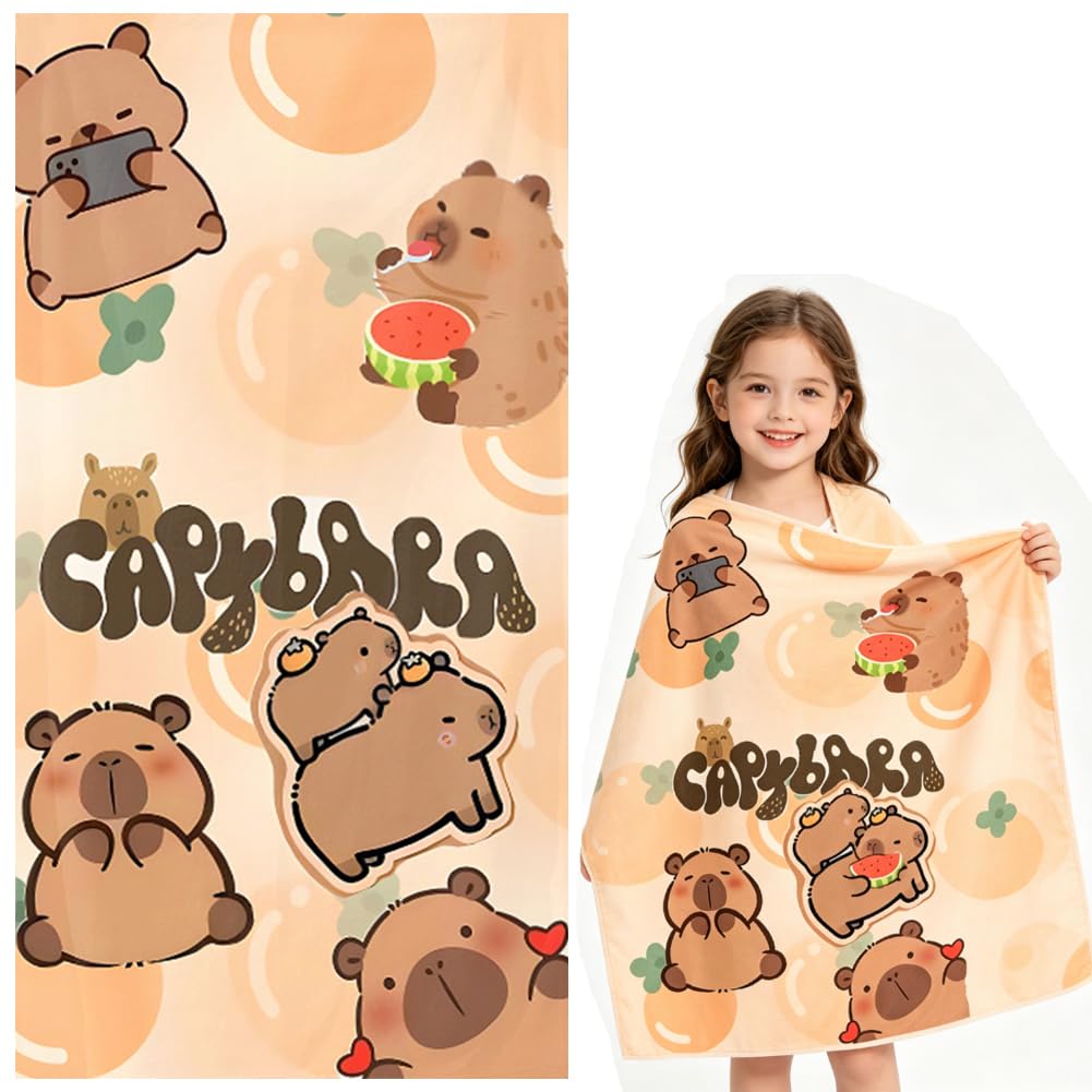 Capybara Beach Towel, Quick Dry Towels Microfibre Beach Towel Capybara Bath Towels Lightweight Swimming Towel Beach Blanket PoolTowel Printed Beach Towels for Camping Bath Swimming(150*75CM)