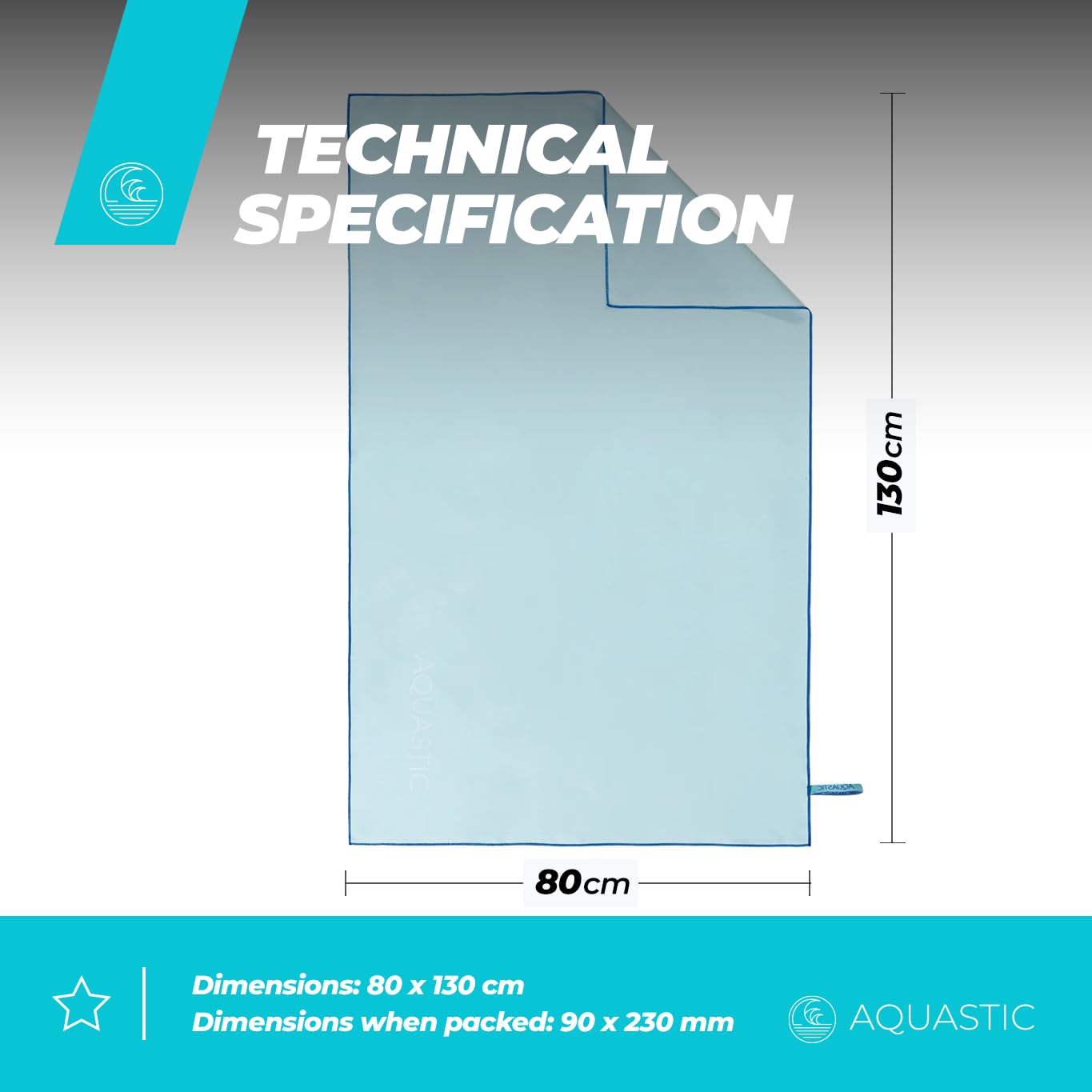 AQUASTIC Ręcznik Havlu Rozmiar L Szybkoschnący Ręcznik Turystyczny Dla Aktywnych 80 x 130 cm Lekki i Kompaktowy Wykonany z 88% Poliestru i 12% Poliamidu Idealny na Basen Plażę Siłownię Kolor Niebieski