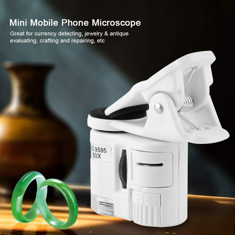 60X Zoom LED Pocket Microscope – Clip-On Magnifier With Light For Jewelers, Hobbyists