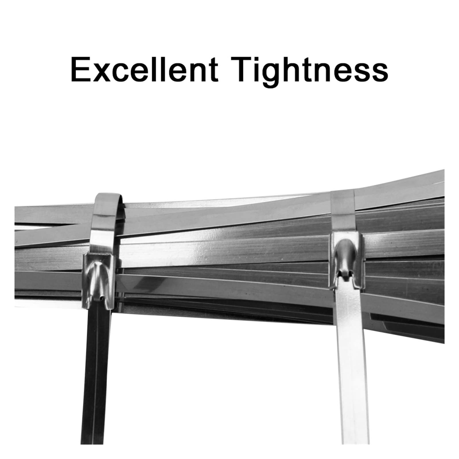 RWRAPS Edelstahl-Kabelbinder, Metall-Auspuffbinder, 4,6 mm Breite, selbstsichernder Kabelbinder, 100 Stück/Set (Farbe: Silber, Größe: 4,6 x 200 mm) (Silber 4,6 x 200 mm)
