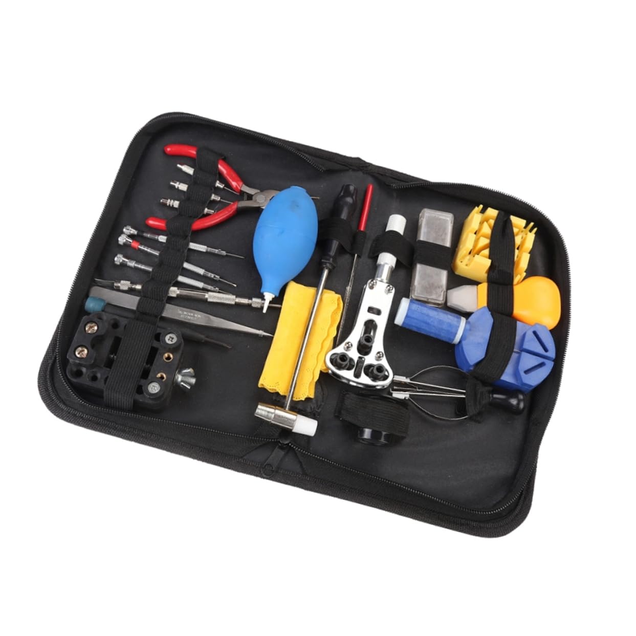 PACKOVE Uhrenreparaturset 22 Stück Schwarz Metall für Uhr und Schmuck | Federstegwerkzeug, Gehäuseöffner, Bandgliederentferner, Reiseetui, Nutzung