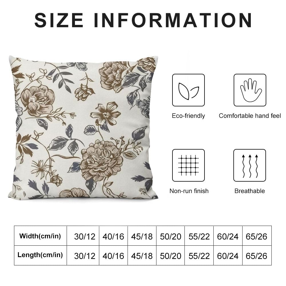 Funda De Cojín Hoja Floral Marrón 16x16 O 18x18 – Polidupión Suave – Oussum