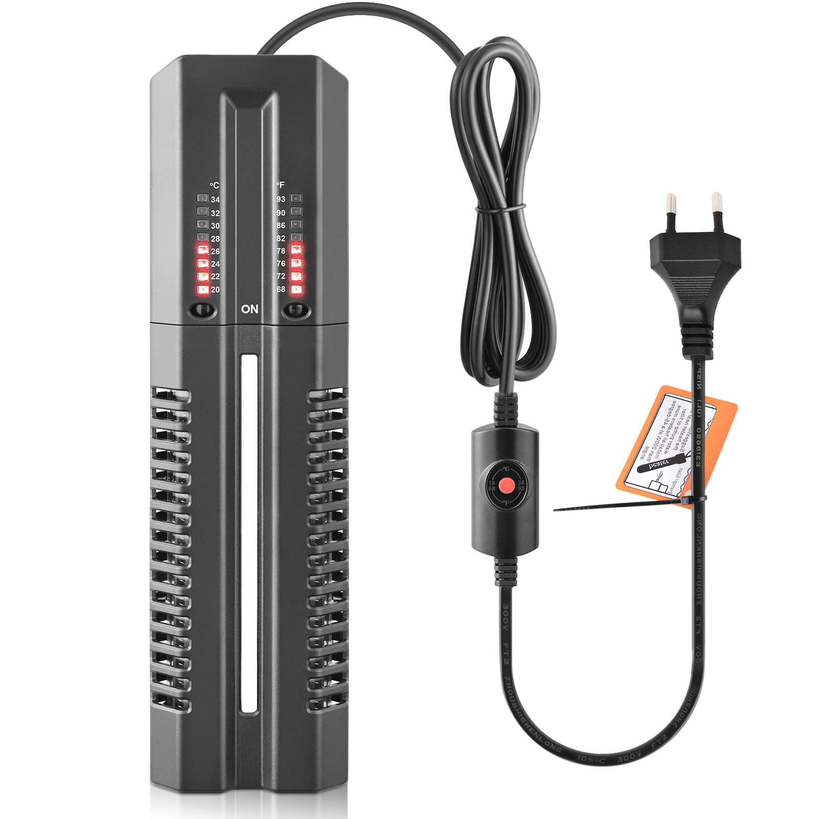 FEDOUR 600W Doppelrohr Aquarienheizer, Stabile Aquarium Heizstab mit Schutzkoffer, Einstellbarer Heizer für 300-540L Süß-/Salzwasser