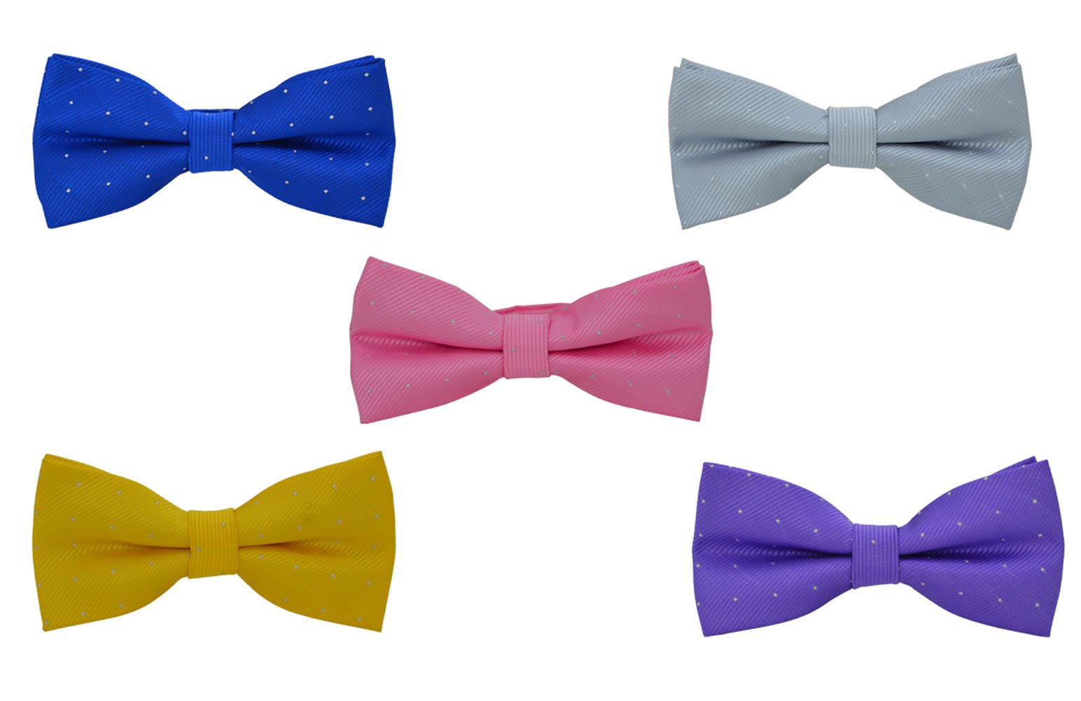 Bow Tie for Men with Glitter Dot, Boy Pre-Tied Formal Clip On Tuxedo Bowtie For Wedding Party or Graduation M-M-B2T (Z - Set 5 - Royal Blue, Silver,pink, Gold, Lavender)