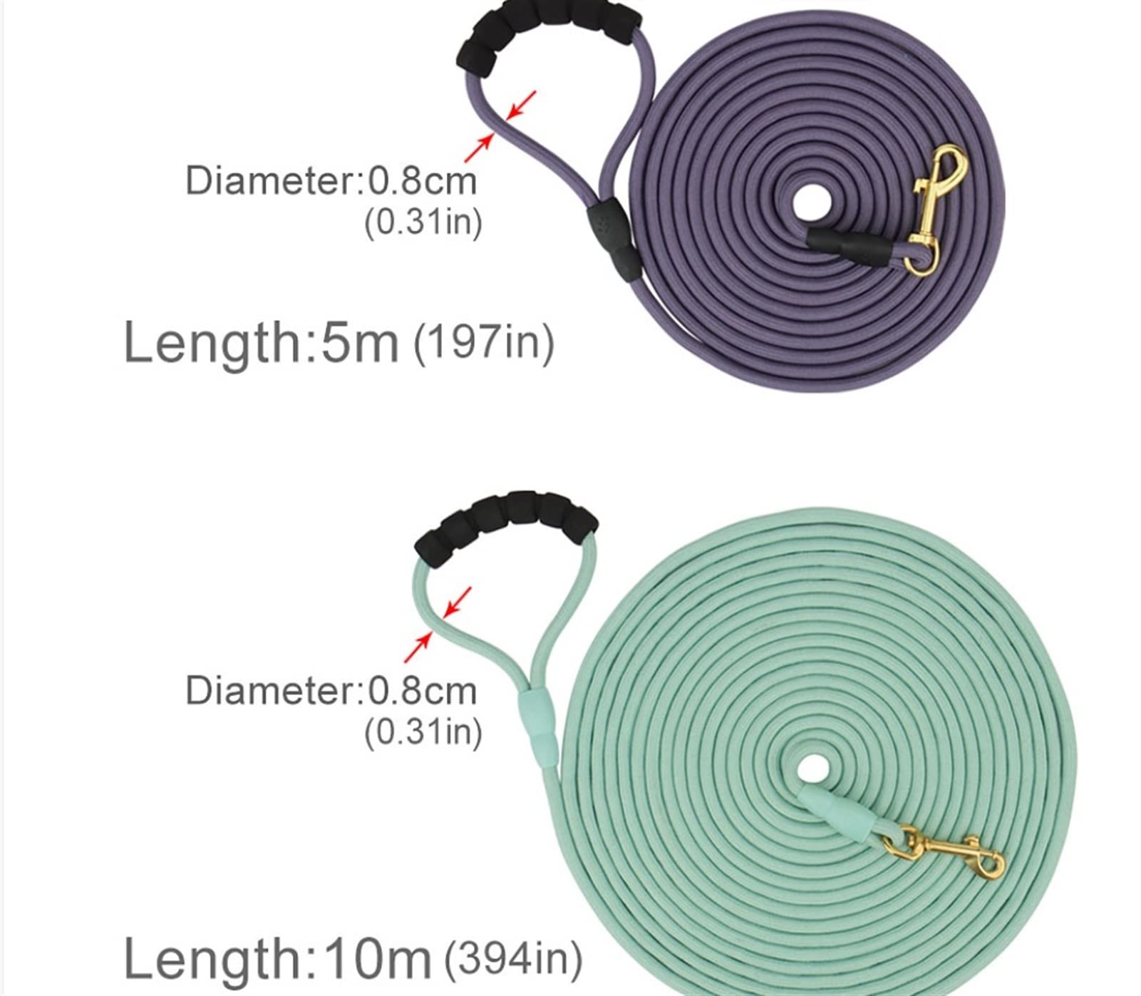 5M/10M Hundeleinen Lange Haustierleine Puppy Walk Training Rundes Seil for Kleine Mittelgroße Große Hunde Mit Schaumstoffgriff (Color : Coffee, Size : S 5M)