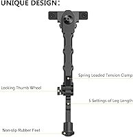 Vista 2 de CVLIFE Bípode de rifle de 7.5 a 9 pulgadas compatible con bípode de riel M con eslinga de rifle de dos puntos para rifle, ajustable, plegable, se